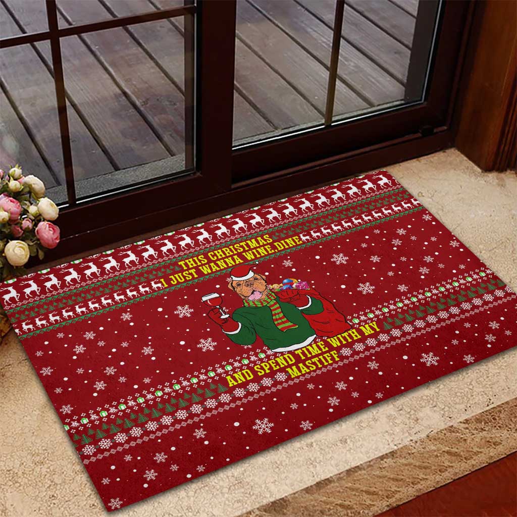 Spend Time With My Mastiff Christmas Rubber Doormat Xmas Holiday Patterns - Wonder Print Shop