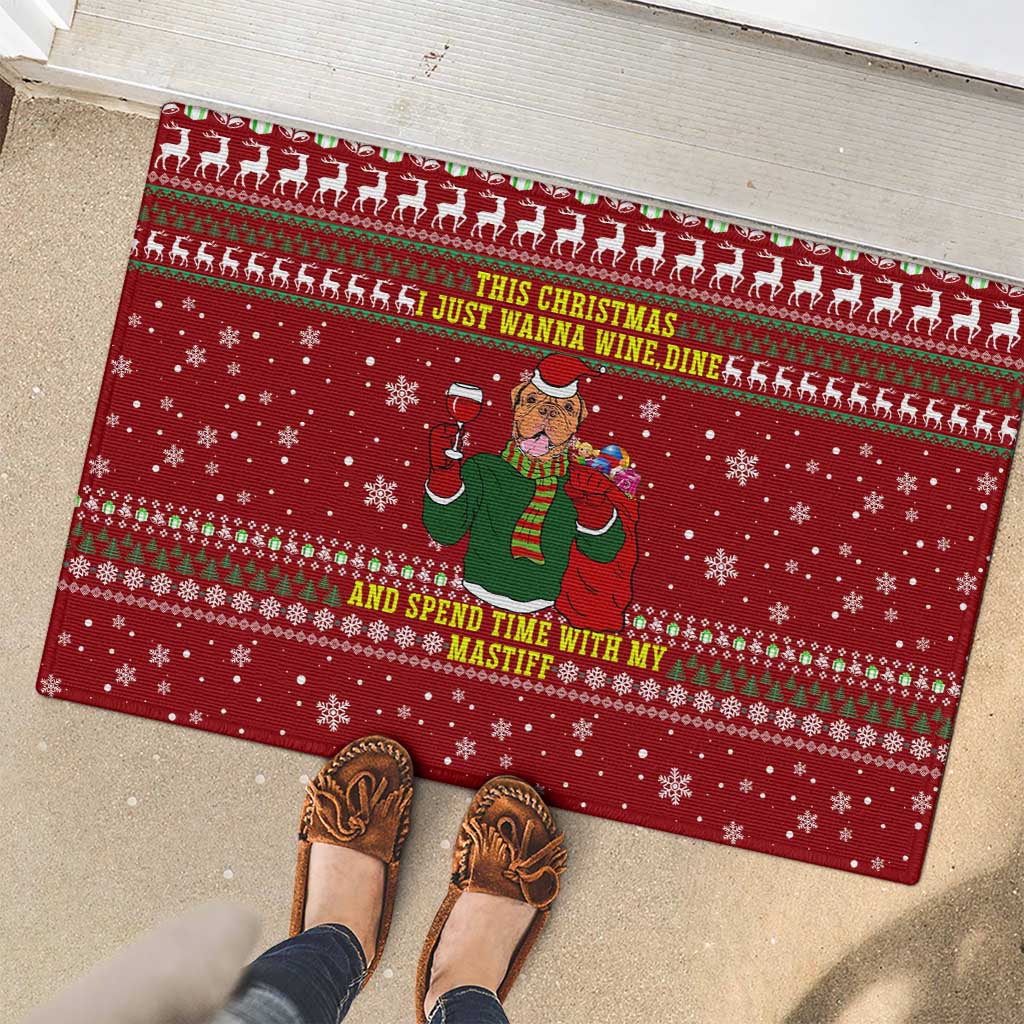Spend Time With My Mastiff Christmas Rubber Doormat Xmas Holiday Patterns - Wonder Print Shop