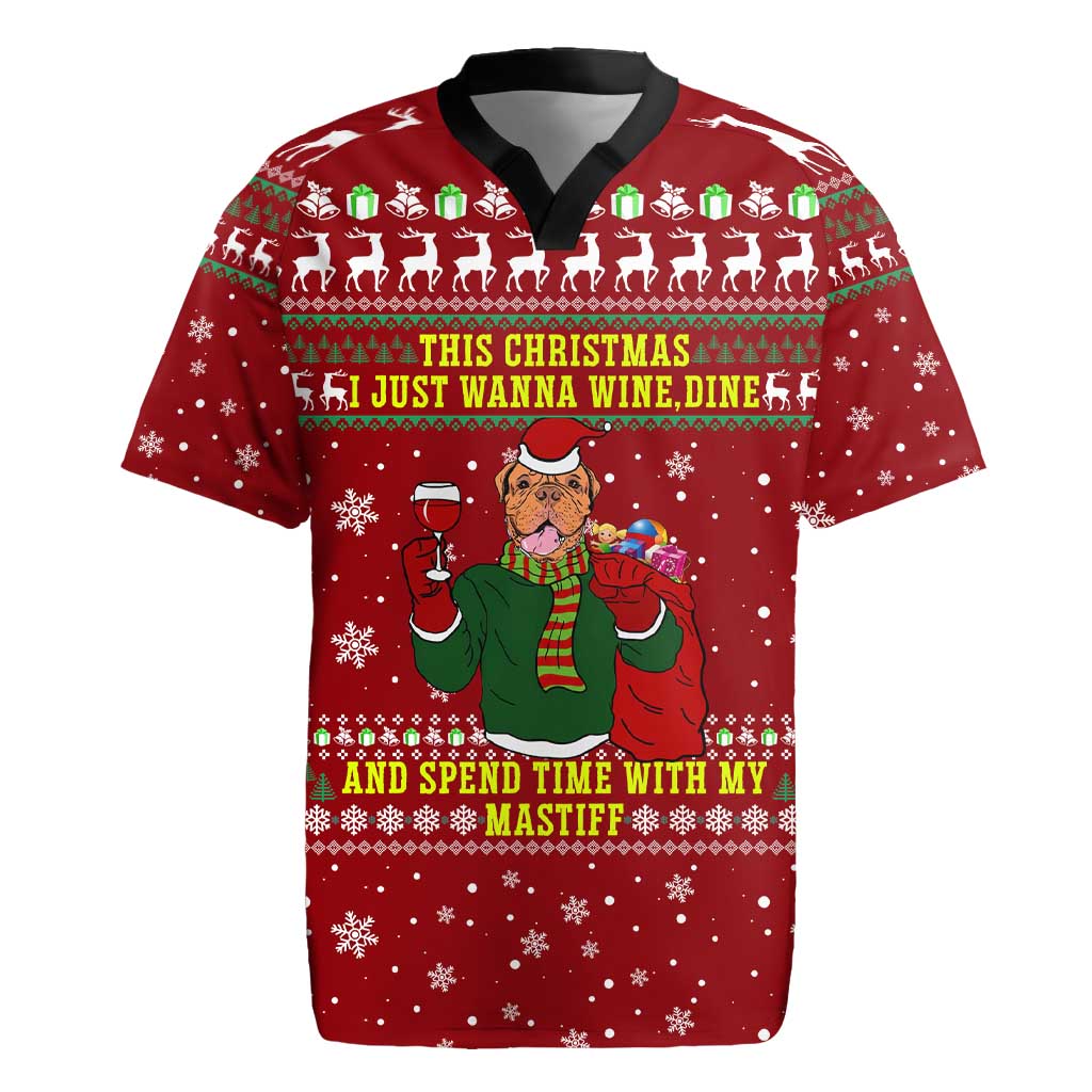 Spend Time With My Mastiff Christmas Rugby Jersey Xmas Holiday Patterns - Wonder Print Shop