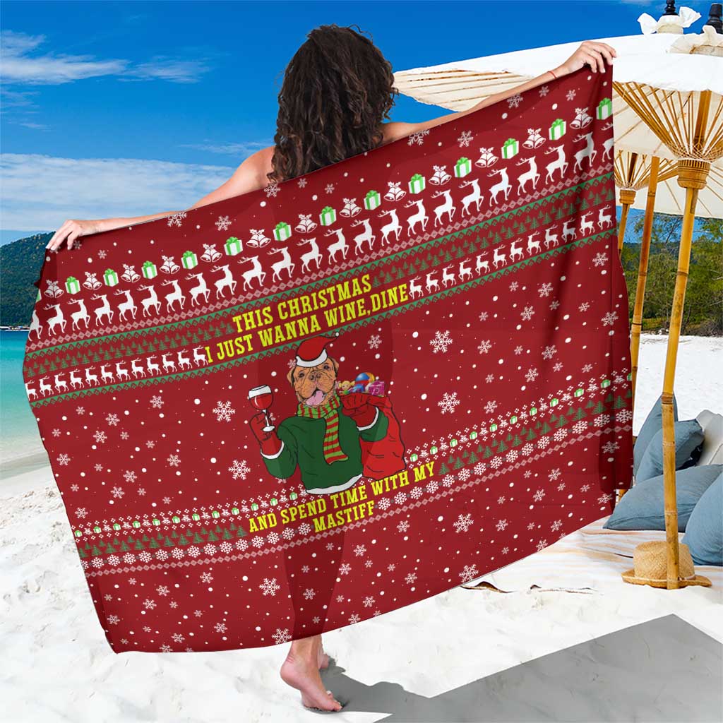 Spend Time With My Mastiff Christmas Sarong Xmas Holiday Patterns - Wonder Print Shop