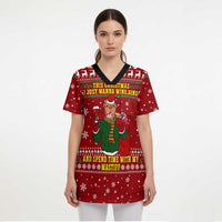 Spend Time With My Mastiff Christmas Scrub Top Xmas Holiday Patterns - Wonder Print Shop
