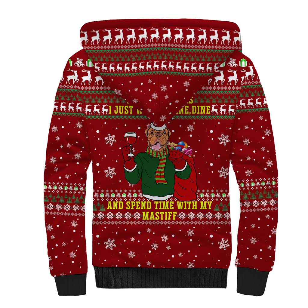 Spend Time With My Mastiff Christmas Sherpa Hoodie Xmas Holiday Patterns - Wonder Print Shop