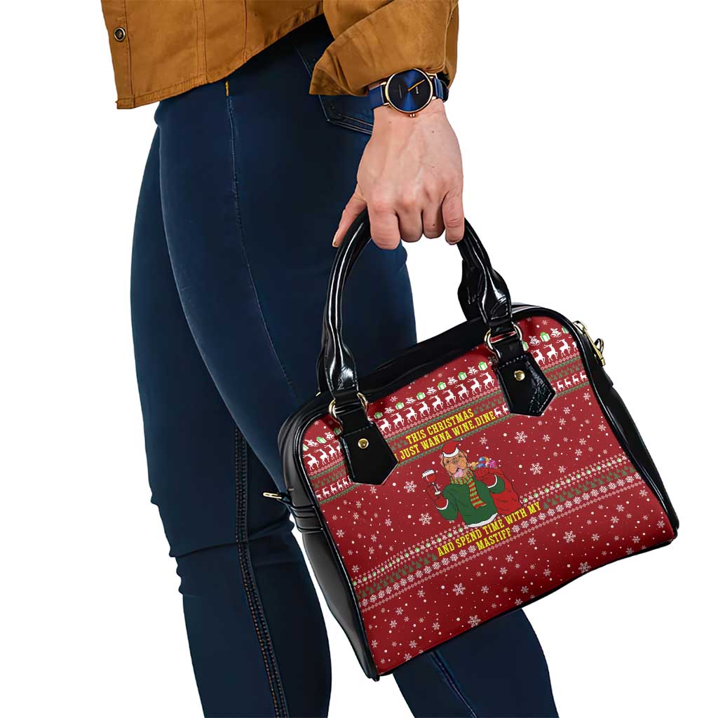 Spend Time With My Mastiff Christmas Shoulder Handbag Xmas Holiday Patterns - Wonder Print Shop