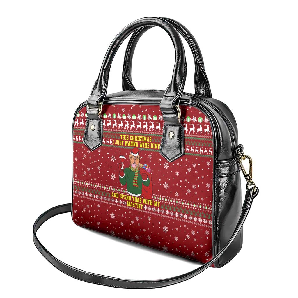 Spend Time With My Mastiff Christmas Shoulder Handbag Xmas Holiday Patterns - Wonder Print Shop