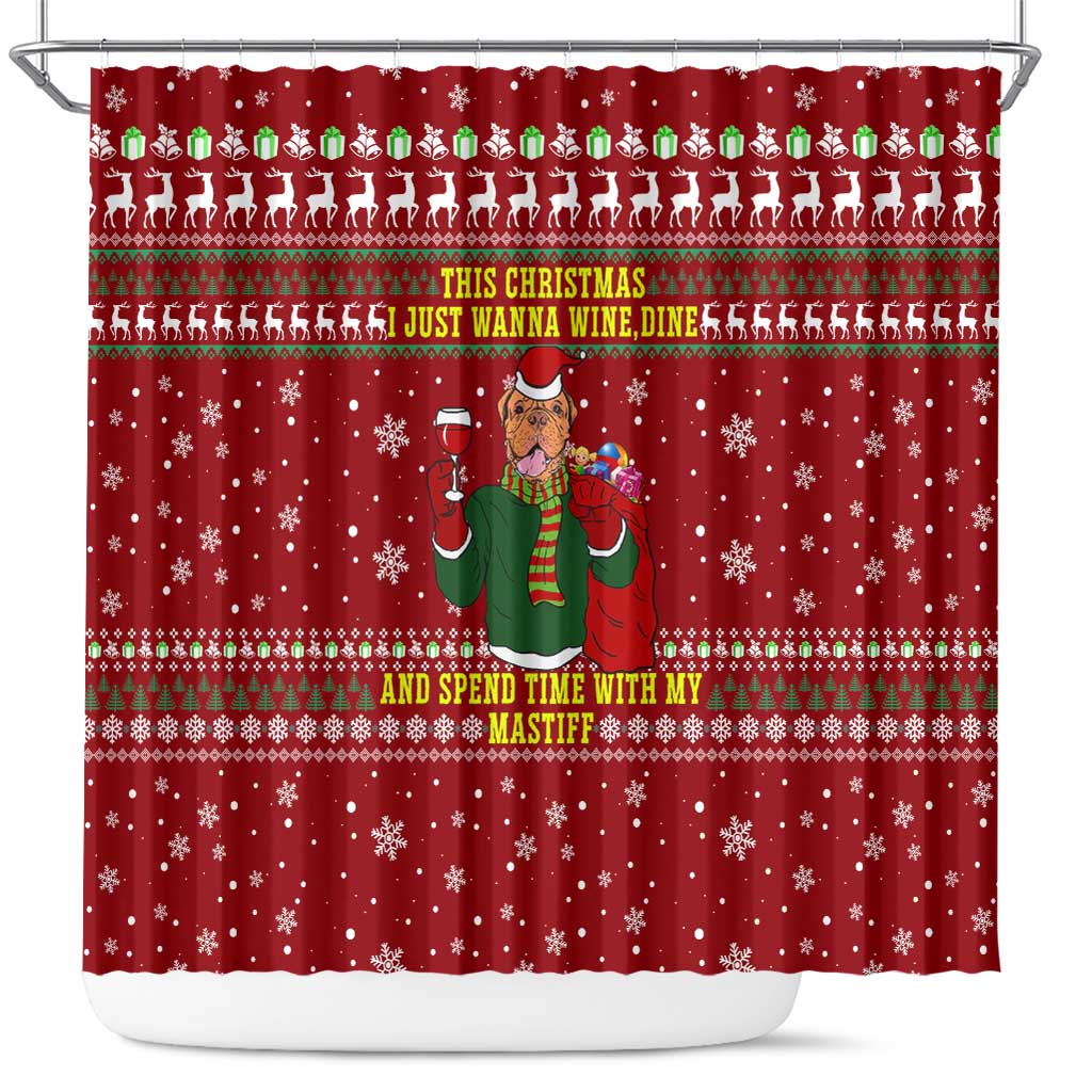 Spend Time With My Mastiff Christmas Shower Curtain Xmas Holiday Patterns - Wonder Print Shop