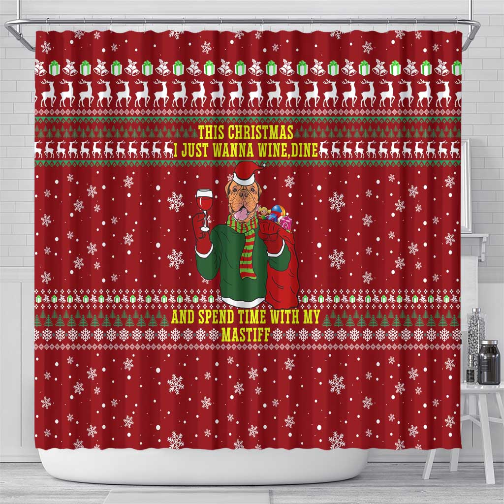Spend Time With My Mastiff Christmas Shower Curtain Xmas Holiday Patterns - Wonder Print Shop