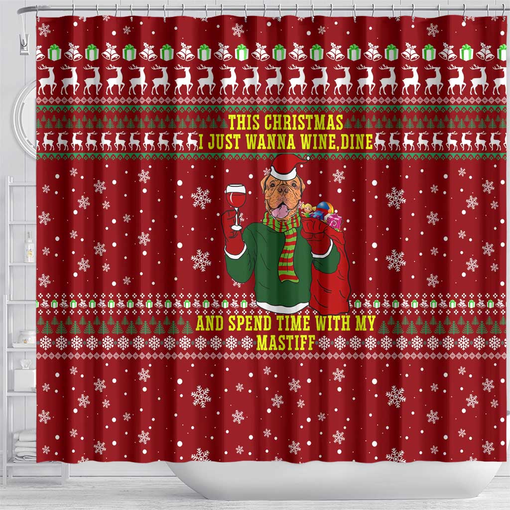 Spend Time With My Mastiff Christmas Shower Curtain Xmas Holiday Patterns - Wonder Print Shop