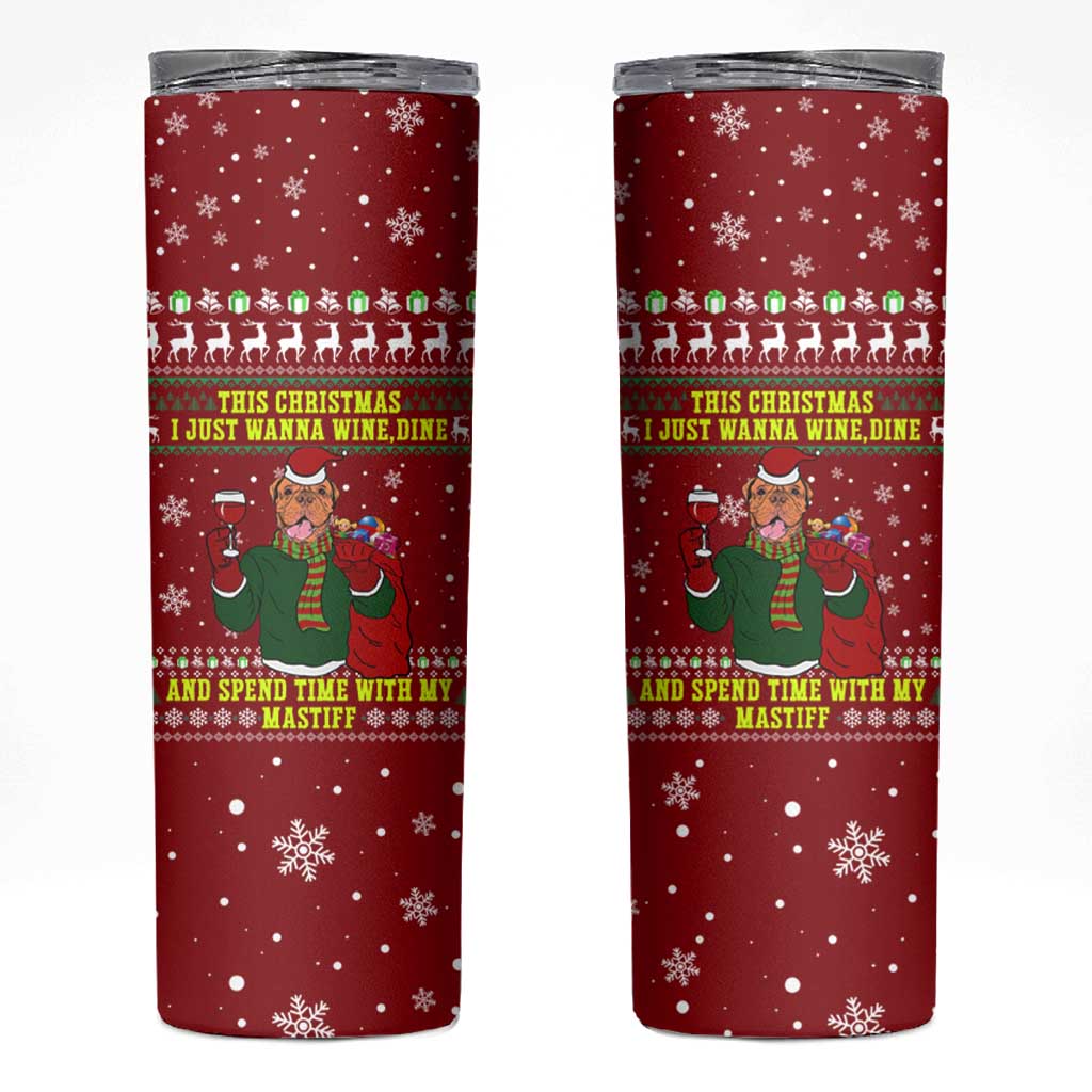 Spend Time With My Mastiff Christmas Skinny Tumbler Xmas Holiday Patterns - Wonder Print Shop