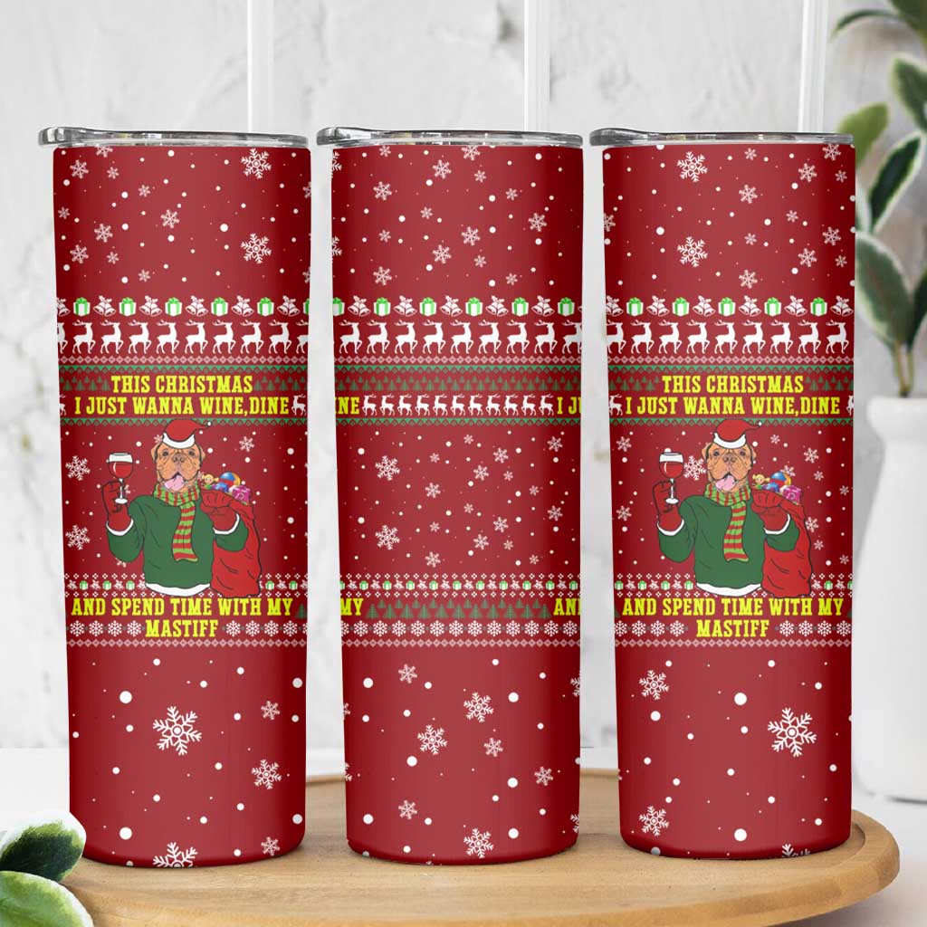 Spend Time With My Mastiff Christmas Skinny Tumbler Xmas Holiday Patterns - Wonder Print Shop