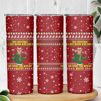 Spend Time With My Mastiff Christmas Skinny Tumbler Xmas Holiday Patterns - Wonder Print Shop