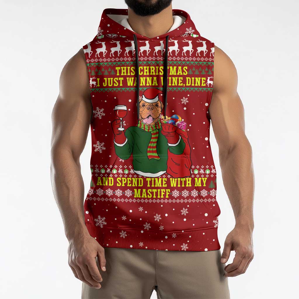 Spend Time With My Mastiff Christmas Sleeveless Hoodie Xmas Holiday Patterns - Wonder Print Shop