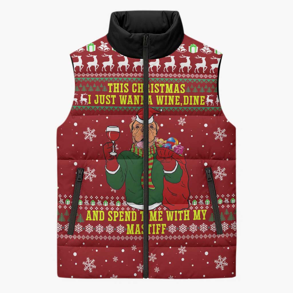 Spend Time With My Mastiff Christmas Sleeveless Puffer Jacket Xmas Holiday Patterns - Wonder Print Shop