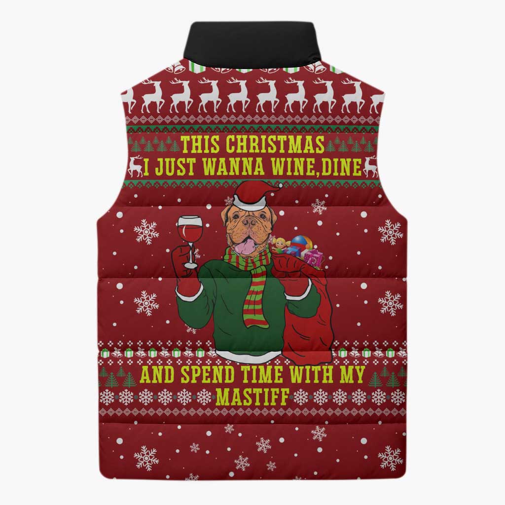 Spend Time With My Mastiff Christmas Sleeveless Puffer Jacket Xmas Holiday Patterns - Wonder Print Shop