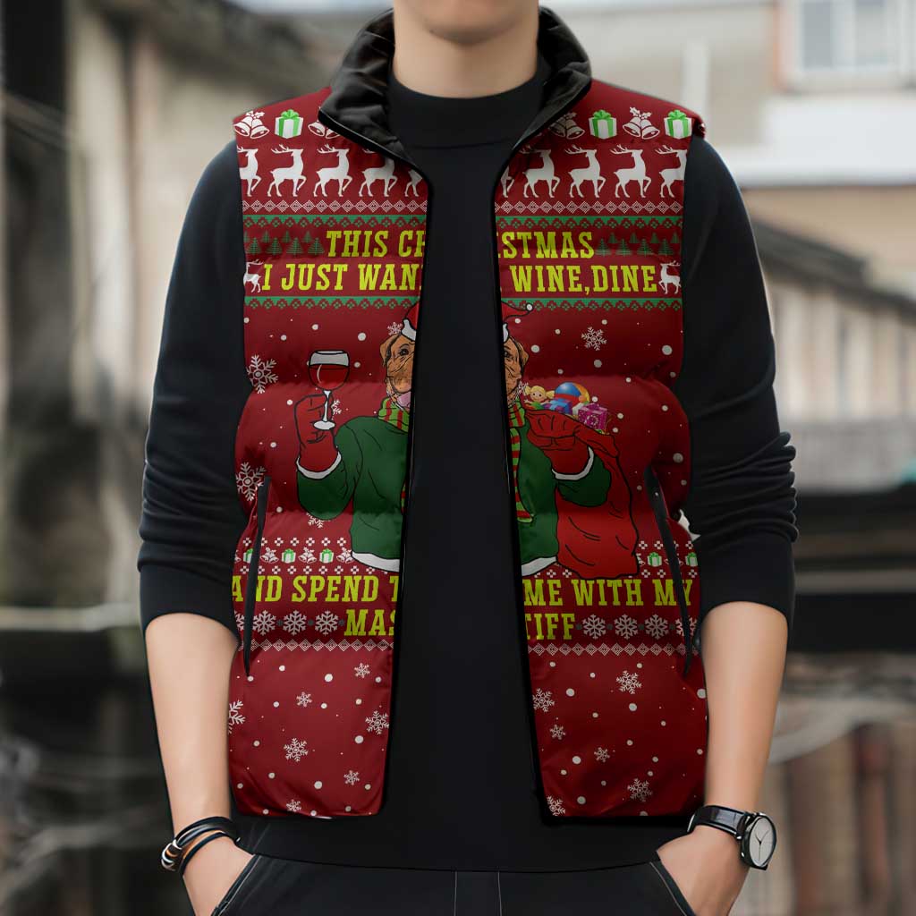 Spend Time With My Mastiff Christmas Sleeveless Puffer Jacket Xmas Holiday Patterns - Wonder Print Shop