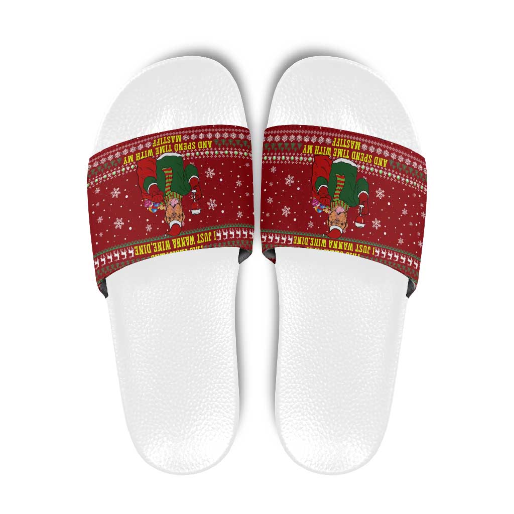 Spend Time With My Mastiff Christmas Slide Sandals Xmas Holiday Patterns - Wonder Print Shop