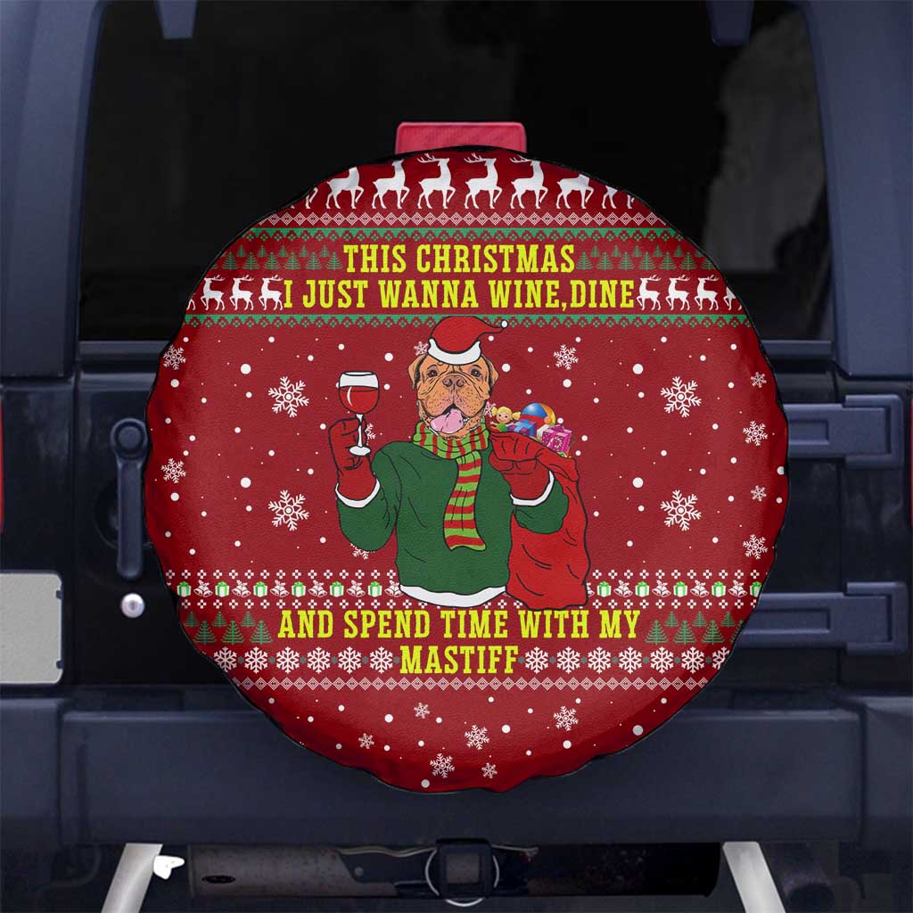 Spend Time With My Mastiff Christmas Spare Tire Cover Xmas Holiday Patterns - Wonder Print Shop