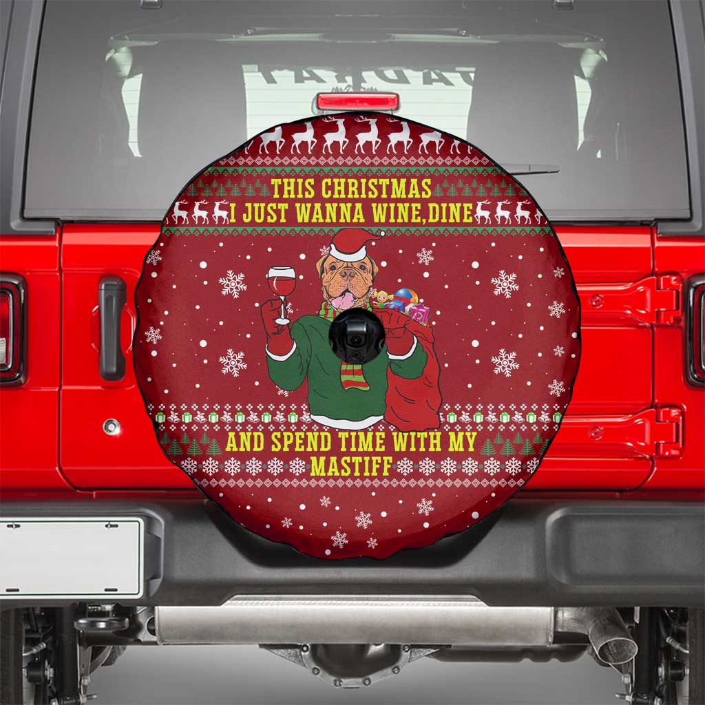 Spend Time With My Mastiff Christmas Spare Tire Cover Xmas Holiday Patterns - Wonder Print Shop