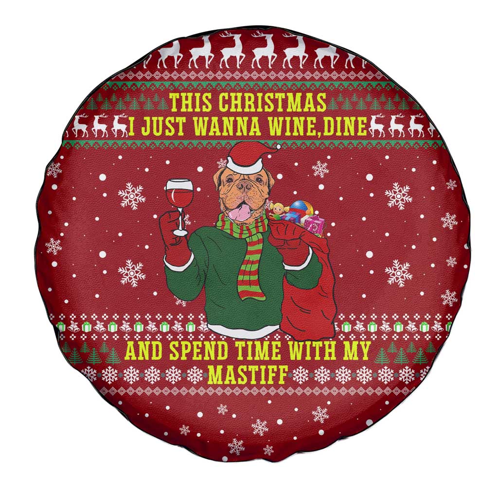 Spend Time With My Mastiff Christmas Spare Tire Cover Xmas Holiday Patterns - Wonder Print Shop