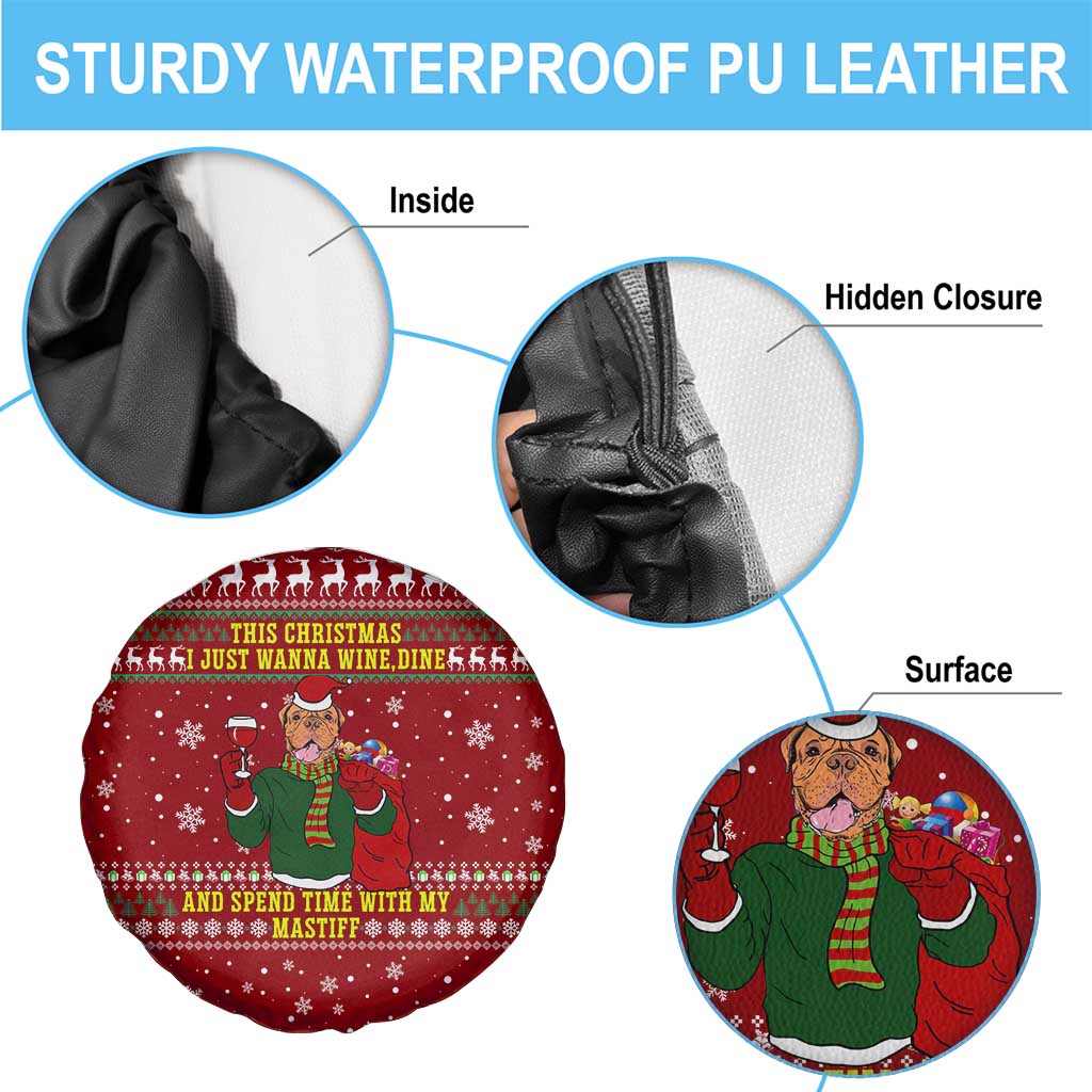 Spend Time With My Mastiff Christmas Spare Tire Cover Xmas Holiday Patterns - Wonder Print Shop