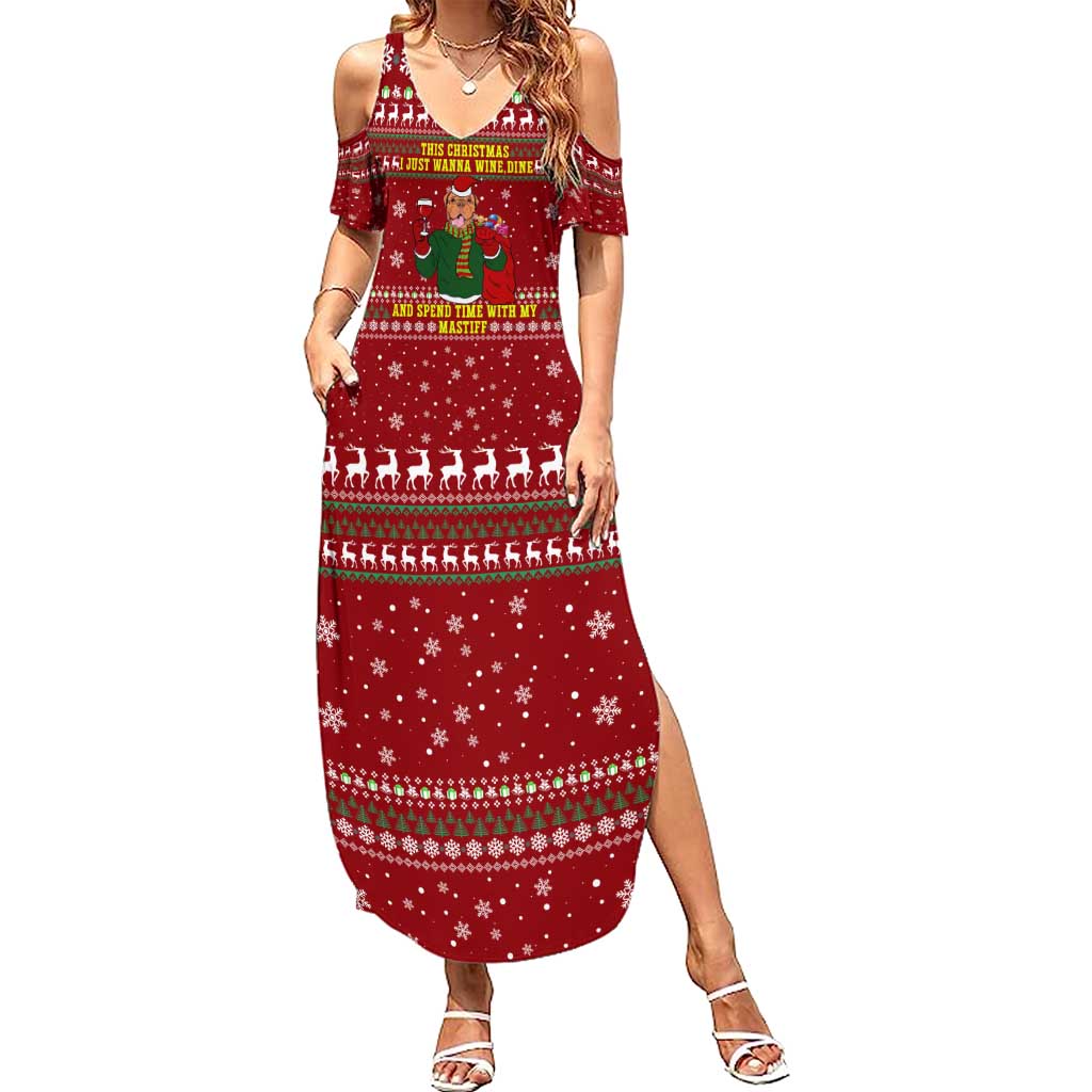 Spend Time With My Mastiff Christmas Summer Maxi Dress Xmas Holiday Patterns - Wonder Print Shop