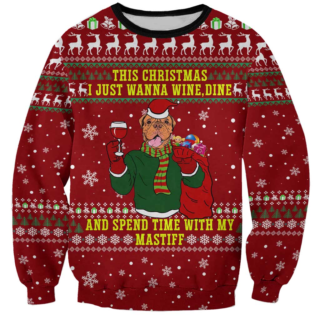 Spend Time With My Mastiff Christmas Sweatshirt Xmas Holiday Patterns - Wonder Print Shop