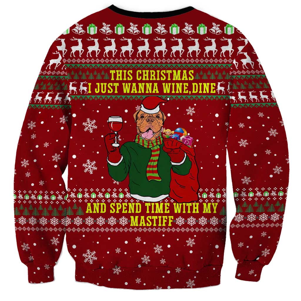 Spend Time With My Mastiff Christmas Sweatshirt Xmas Holiday Patterns - Wonder Print Shop