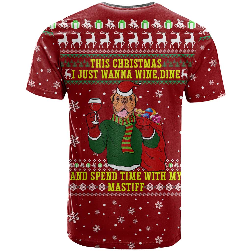 Spend Time With My Mastiff Christmas T Shirt Xmas Holiday Patterns - Wonder Print Shop