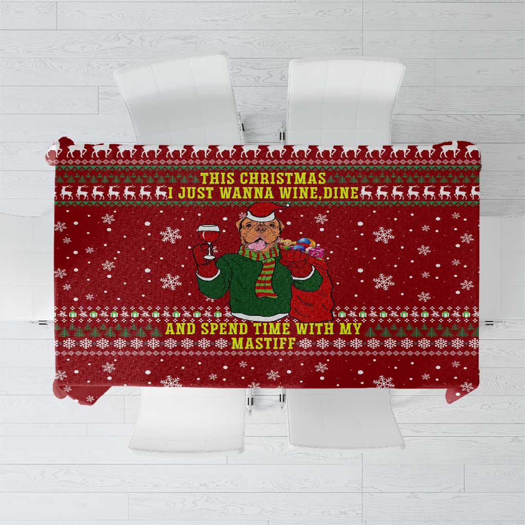 Spend Time With My Mastiff Christmas Tablecloth Xmas Holiday Patterns - Wonder Print Shop