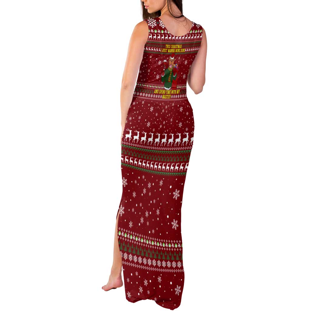 Spend Time With My Mastiff Christmas Tank Maxi Dress Xmas Holiday Patterns - Wonder Print Shop