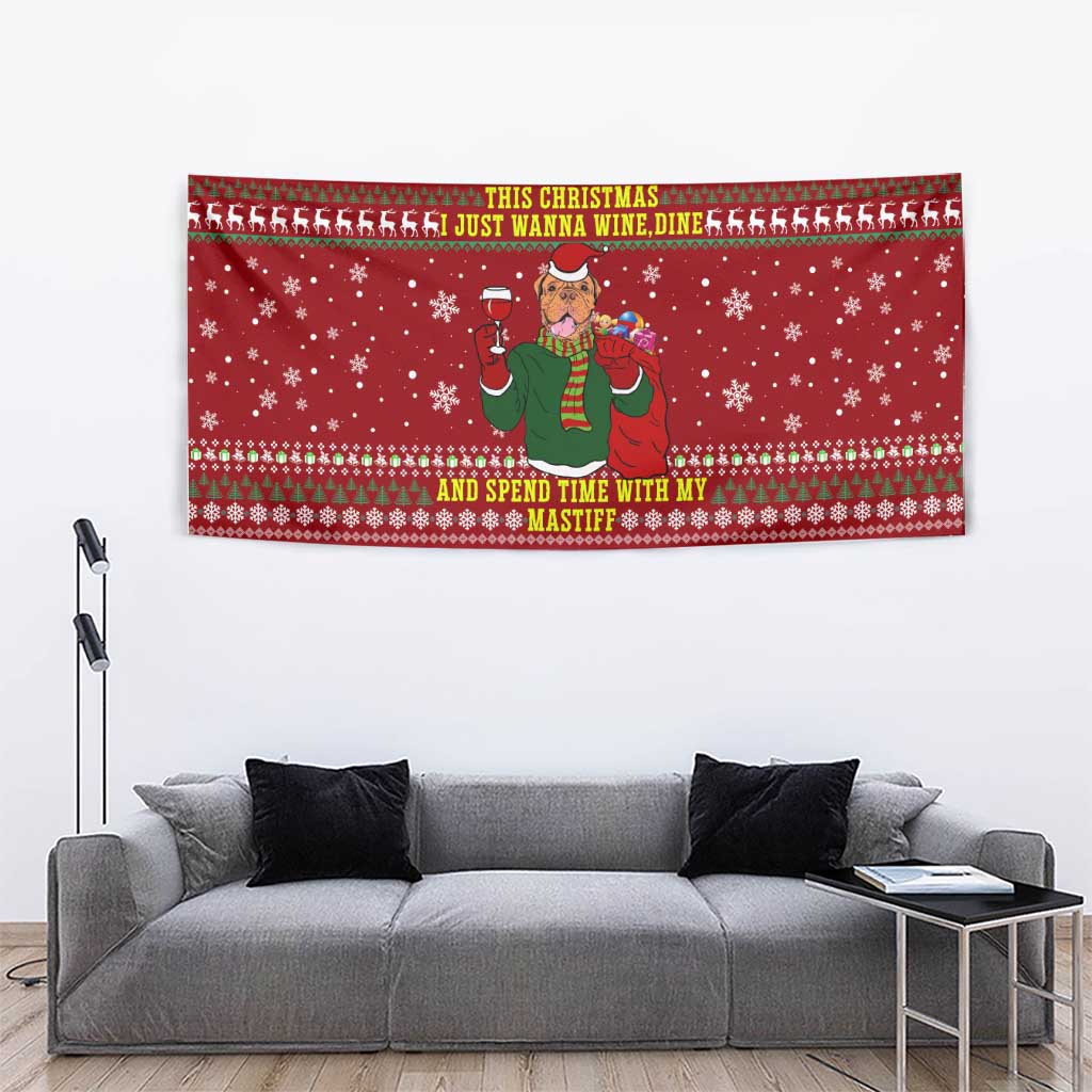 Spend Time With My Mastiff Christmas Tapestry Xmas Holiday Patterns - Wonder Print Shop
