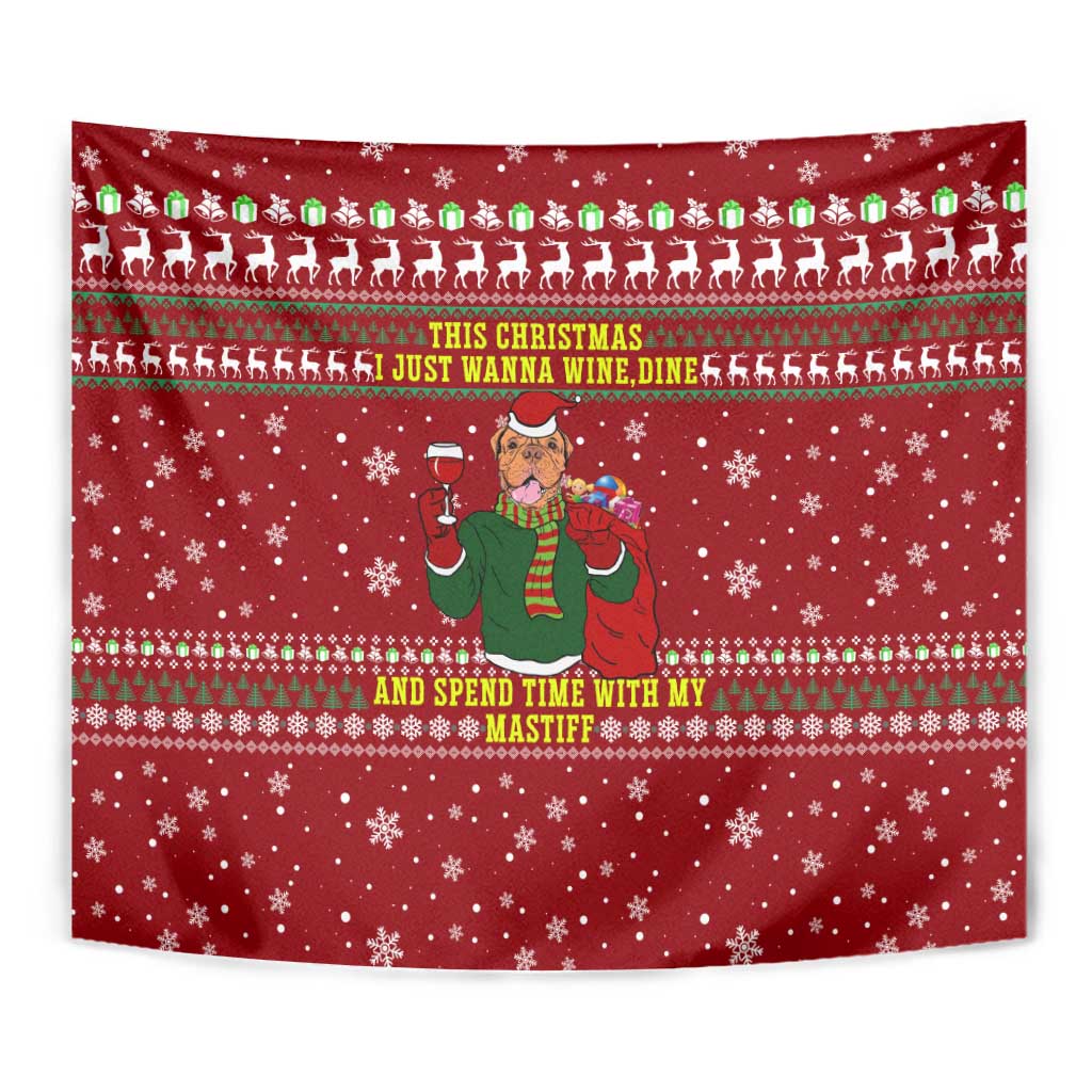 Spend Time With My Mastiff Christmas Tapestry Xmas Holiday Patterns - Wonder Print Shop