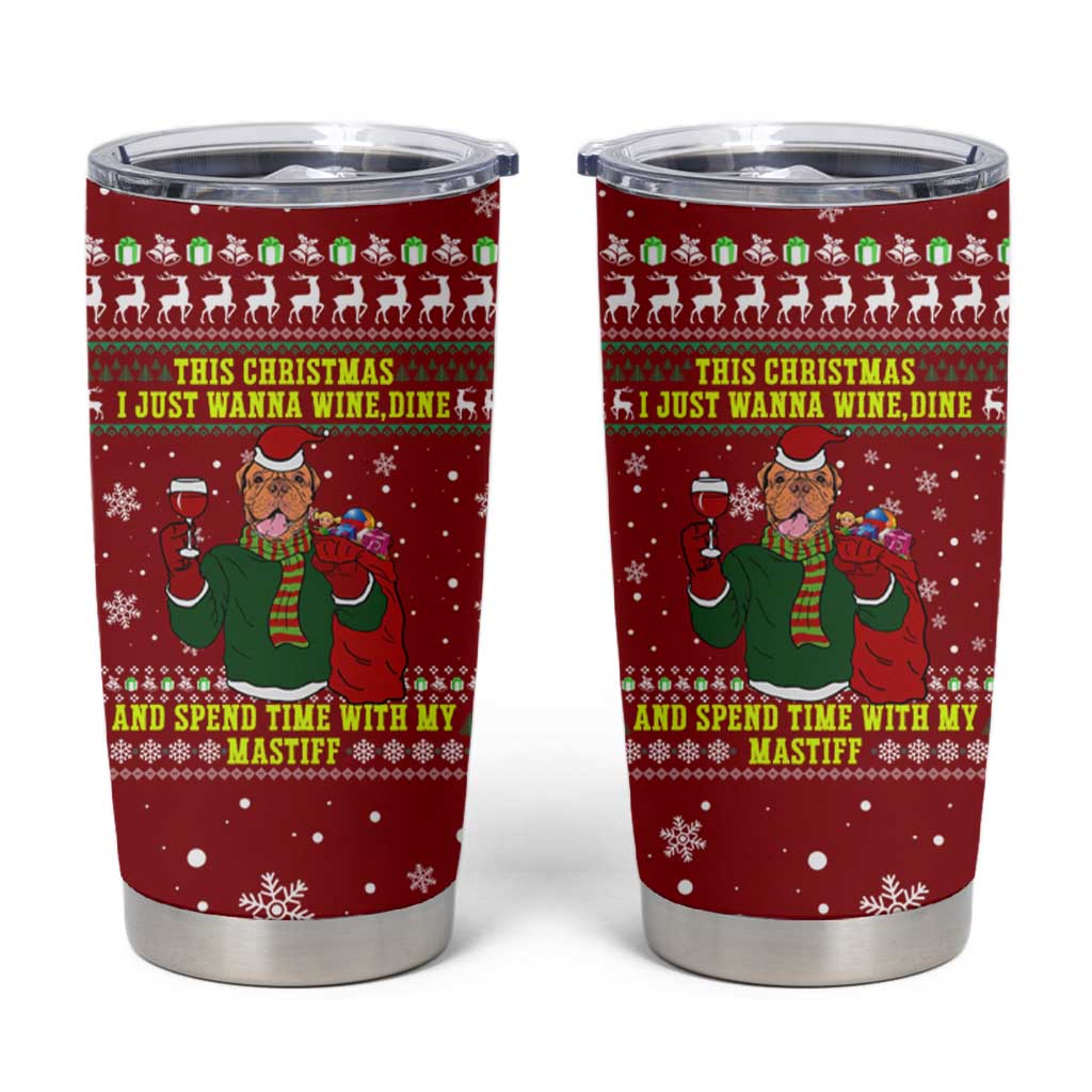 Spend Time With My Mastiff Christmas Tumbler Cup Xmas Holiday Patterns - Wonder Print Shop