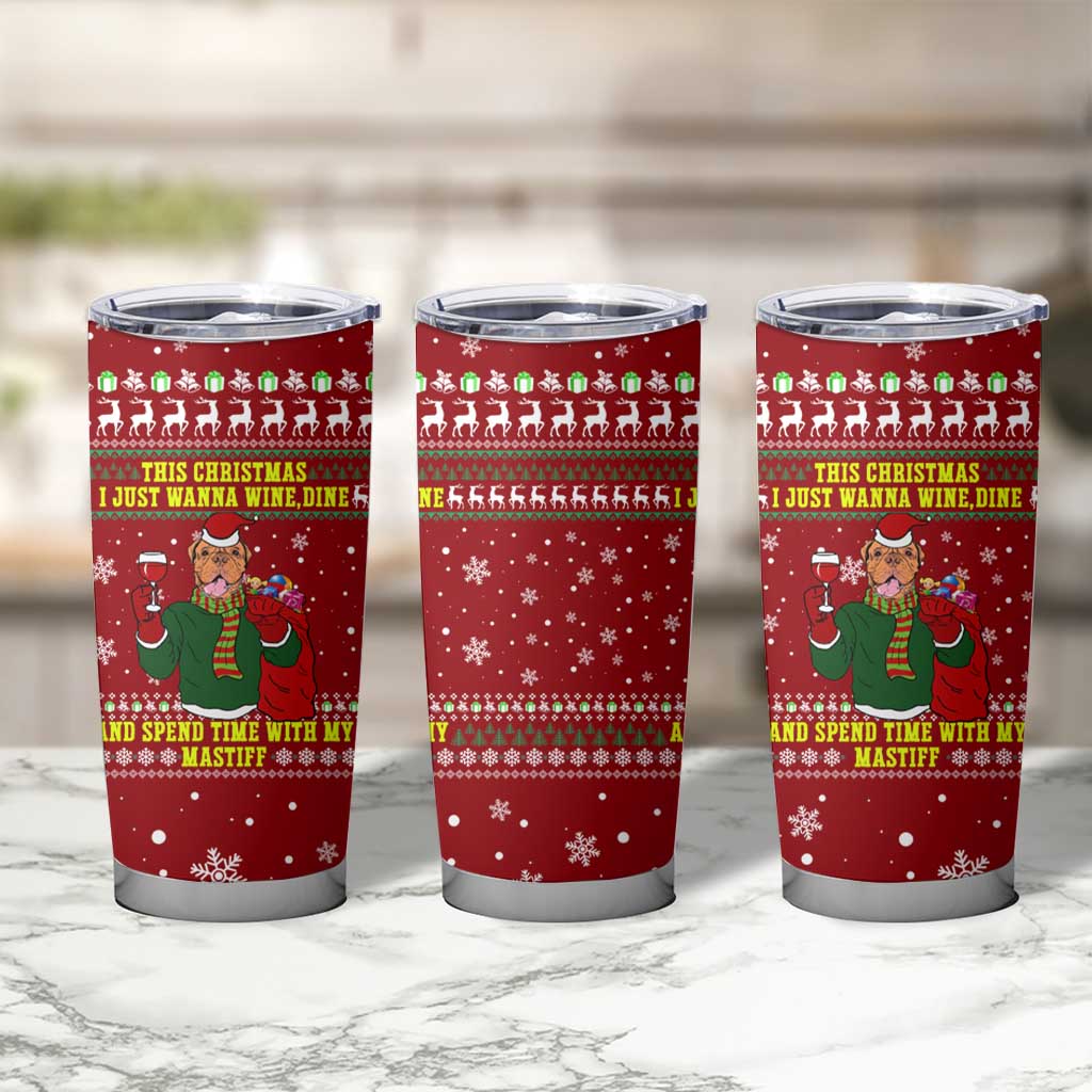 Spend Time With My Mastiff Christmas Tumbler Cup Xmas Holiday Patterns - Wonder Print Shop