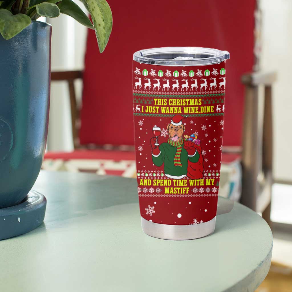 Spend Time With My Mastiff Christmas Tumbler Cup Xmas Holiday Patterns - Wonder Print Shop