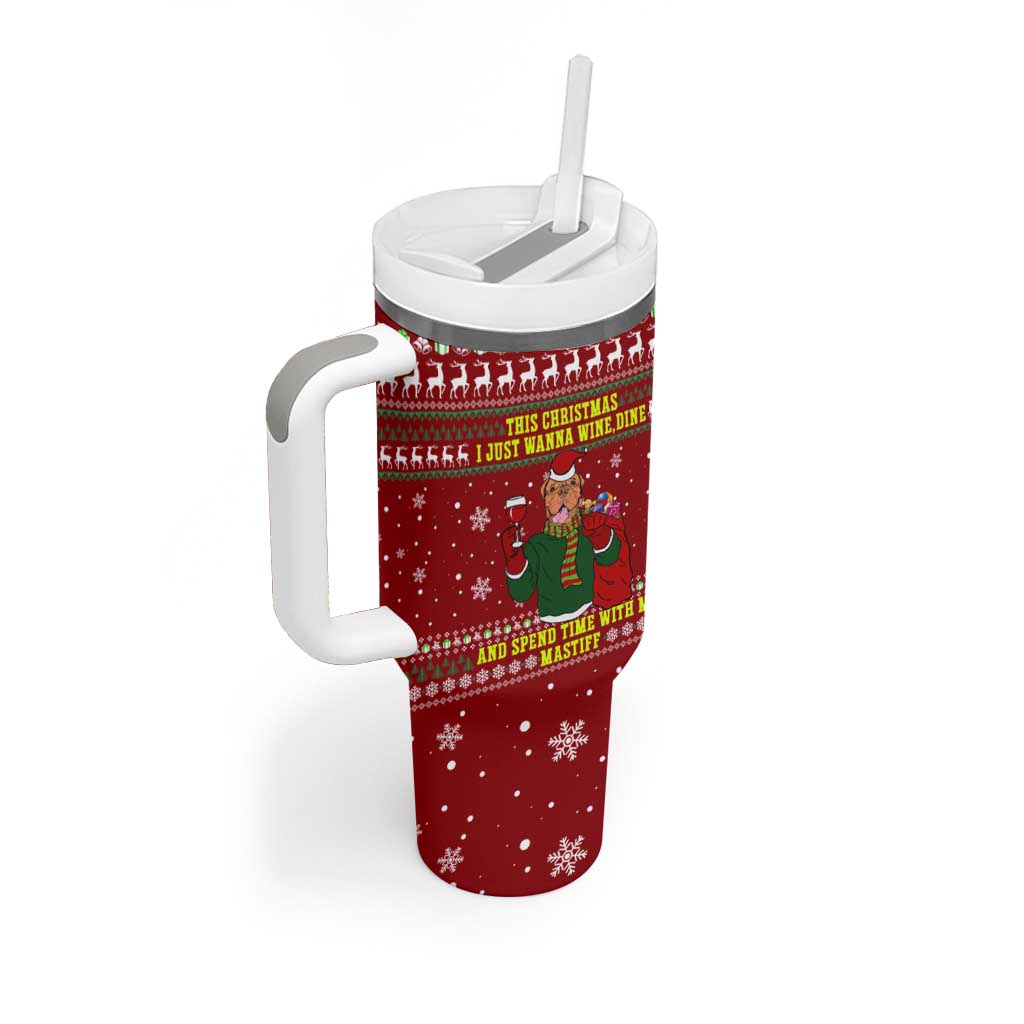 Spend Time With My Mastiff Christmas Tumbler With Handle Xmas Holiday Patterns - Wonder Print Shop