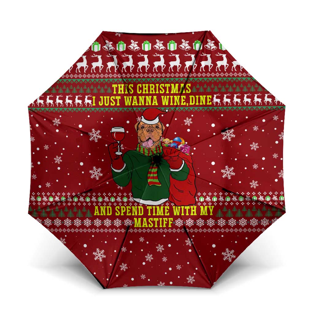 Spend Time With My Mastiff Christmas Umbrella Xmas Holiday Patterns - Wonder Print Shop
