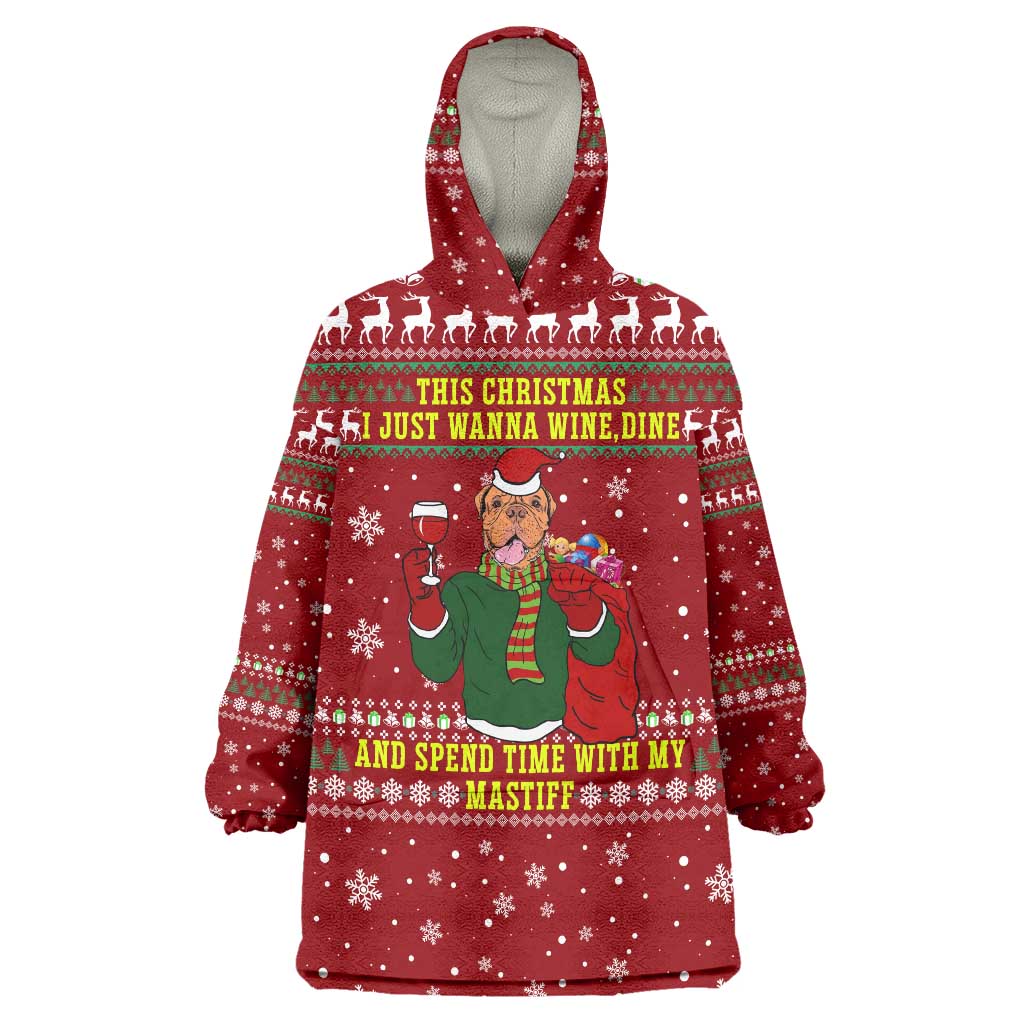 Spend Time With My Mastiff Christmas Wearable Blanket Hoodie Xmas Holiday Patterns - Wonder Print Shop
