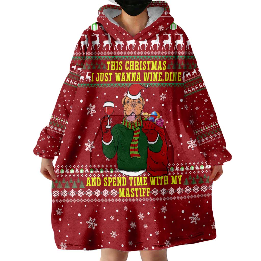 Spend Time With My Mastiff Christmas Wearable Blanket Hoodie Xmas Holiday Patterns - Wonder Print Shop