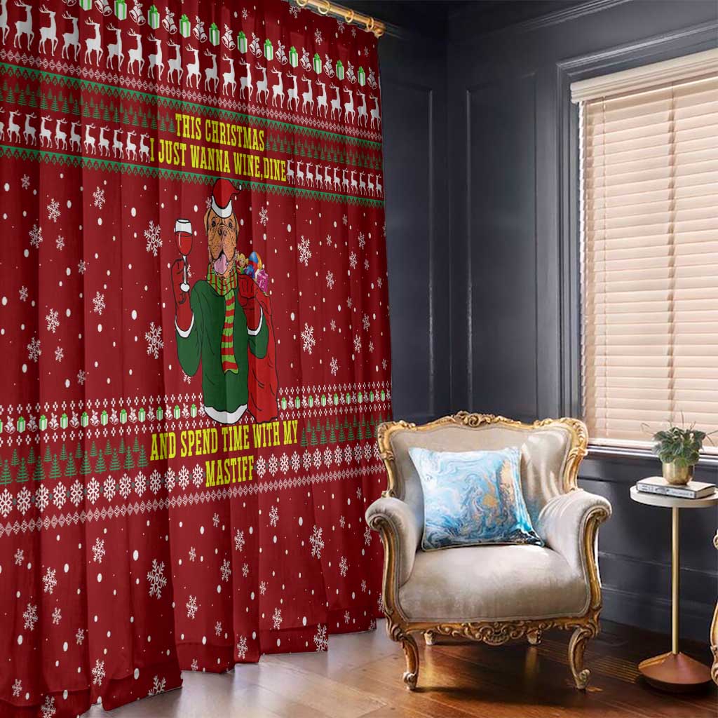 Spend Time With My Mastiff Christmas Window Curtain Xmas Holiday Patterns - Wonder Print Shop