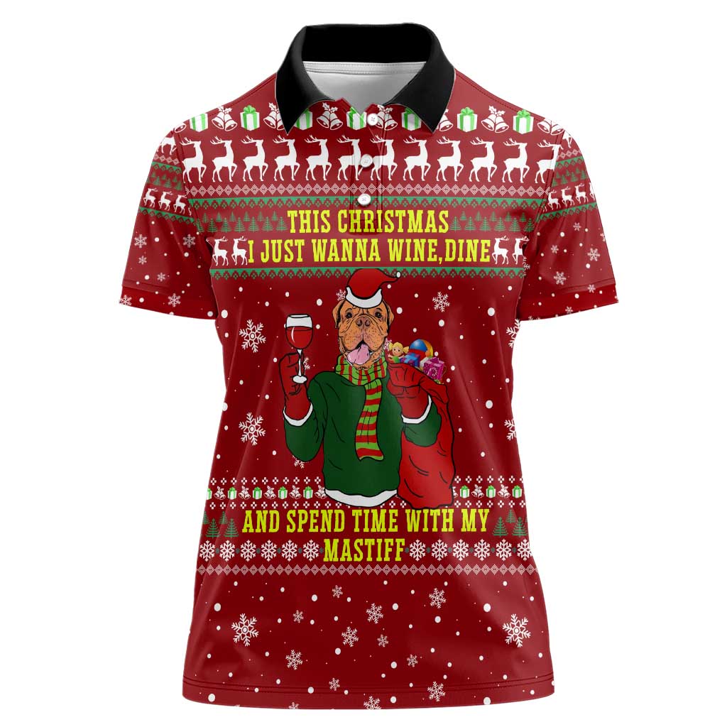 Spend Time With My Mastiff Christmas Women Polo Shirt Xmas Holiday Patterns - Wonder Print Shop