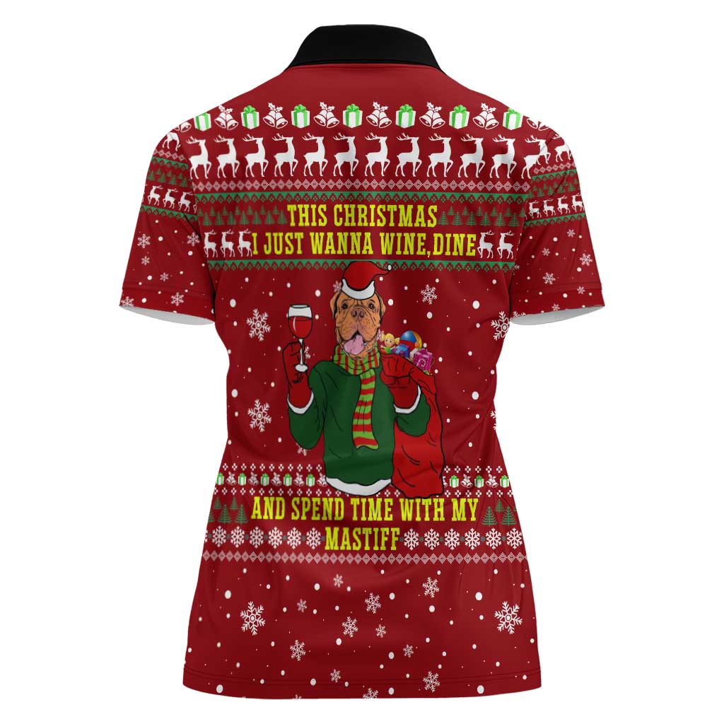 Spend Time With My Mastiff Christmas Women Polo Shirt Xmas Holiday Patterns - Wonder Print Shop