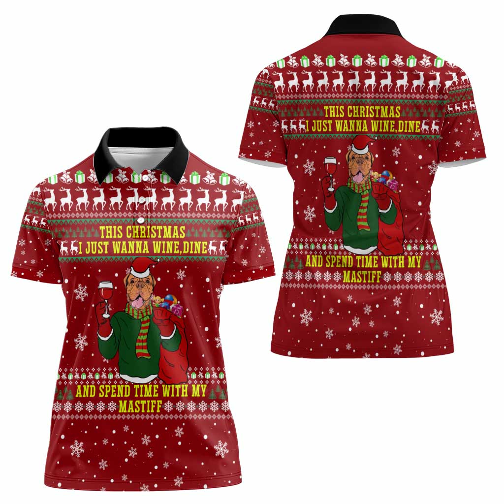 Spend Time With My Mastiff Christmas Women Polo Shirt Xmas Holiday Patterns - Wonder Print Shop
