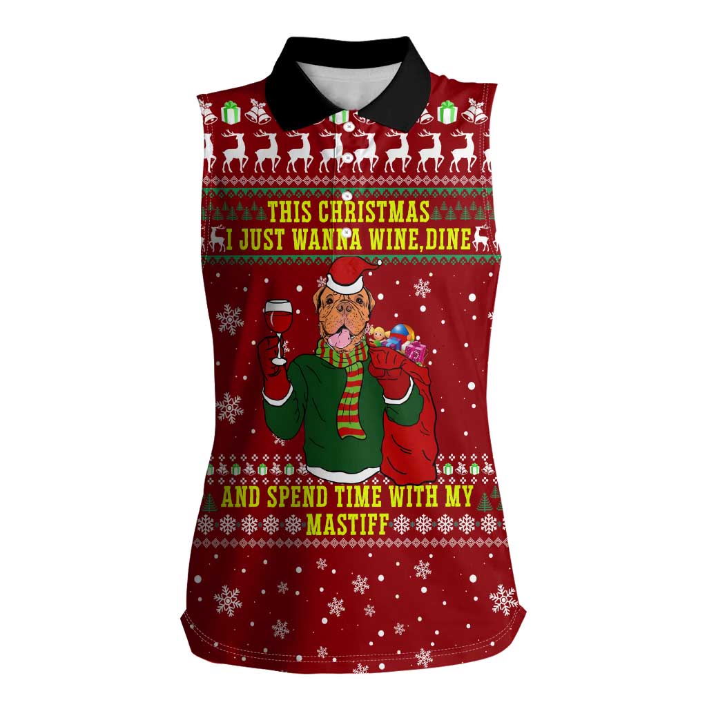 Spend Time With My Mastiff Christmas Women Sleeveless Polo Shirt Xmas Holiday Patterns - Wonder Print Shop