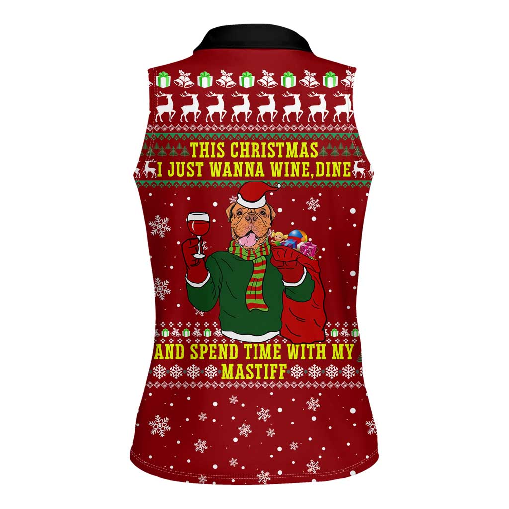 Spend Time With My Mastiff Christmas Women Sleeveless Polo Shirt Xmas Holiday Patterns - Wonder Print Shop