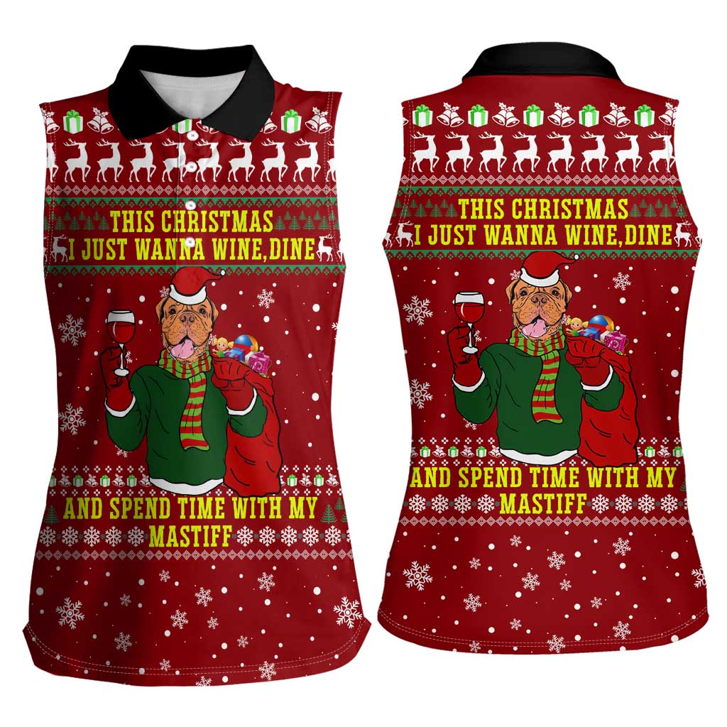 Spend Time With My Mastiff Christmas Women Sleeveless Polo Shirt Xmas Holiday Patterns - Wonder Print Shop