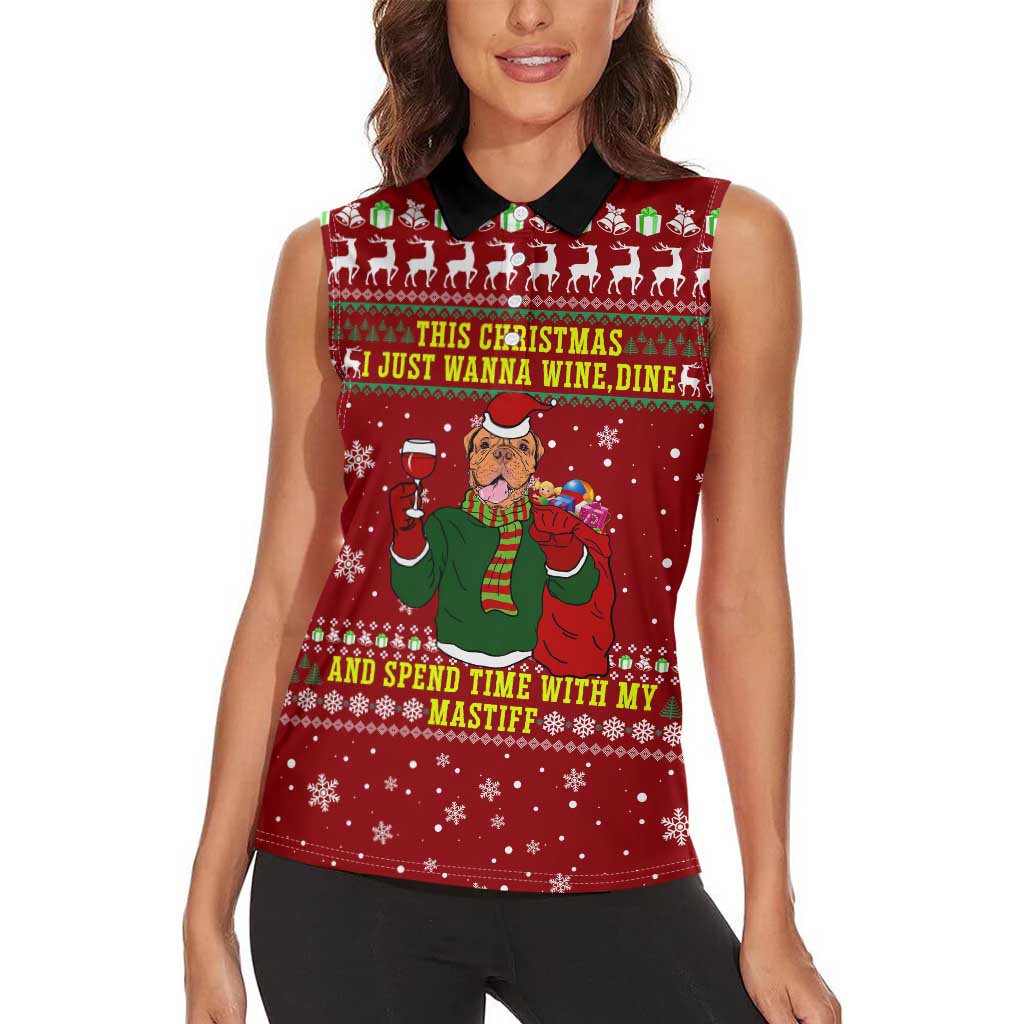Spend Time With My Mastiff Christmas Women Sleeveless Polo Shirt Xmas Holiday Patterns - Wonder Print Shop