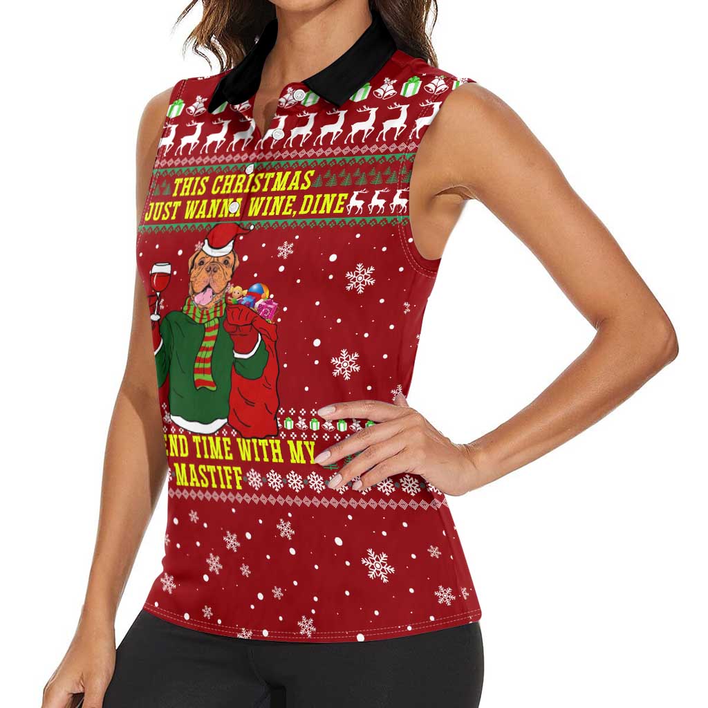 Spend Time With My Mastiff Christmas Women Sleeveless Polo Shirt Xmas Holiday Patterns - Wonder Print Shop