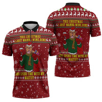 Spend Time With My Mastiff Christmas Zipper Polo Shirt Xmas Holiday Patterns - Wonder Print Shop