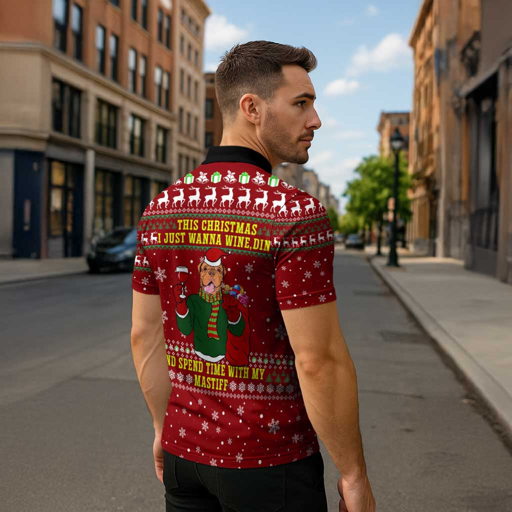 Spend Time With My Mastiff Christmas Zipper Polo Shirt Xmas Holiday Patterns - Wonder Print Shop