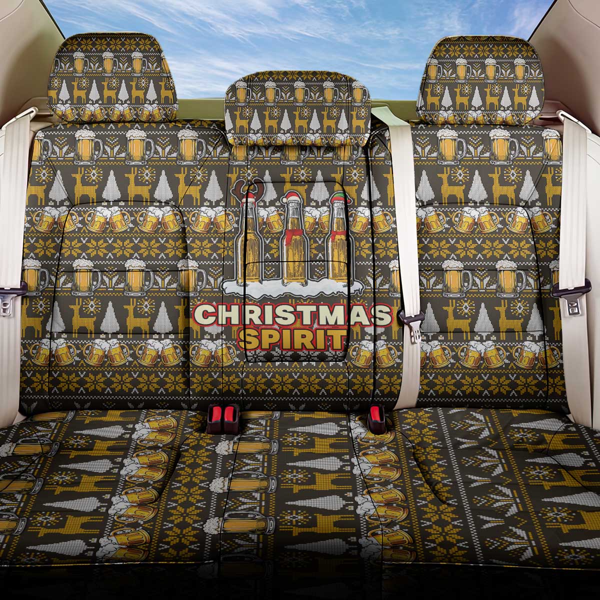Spirit Beer Christmas Back Car Seat Cover Xmas Holiday Patterns - Wonder Print Shop